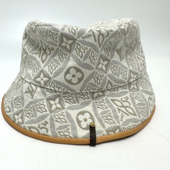 Authentic LOUIS VUITTON M77440 Shape Monogram Jacquard hat cotton BeigeBased - Picture 1 of 11